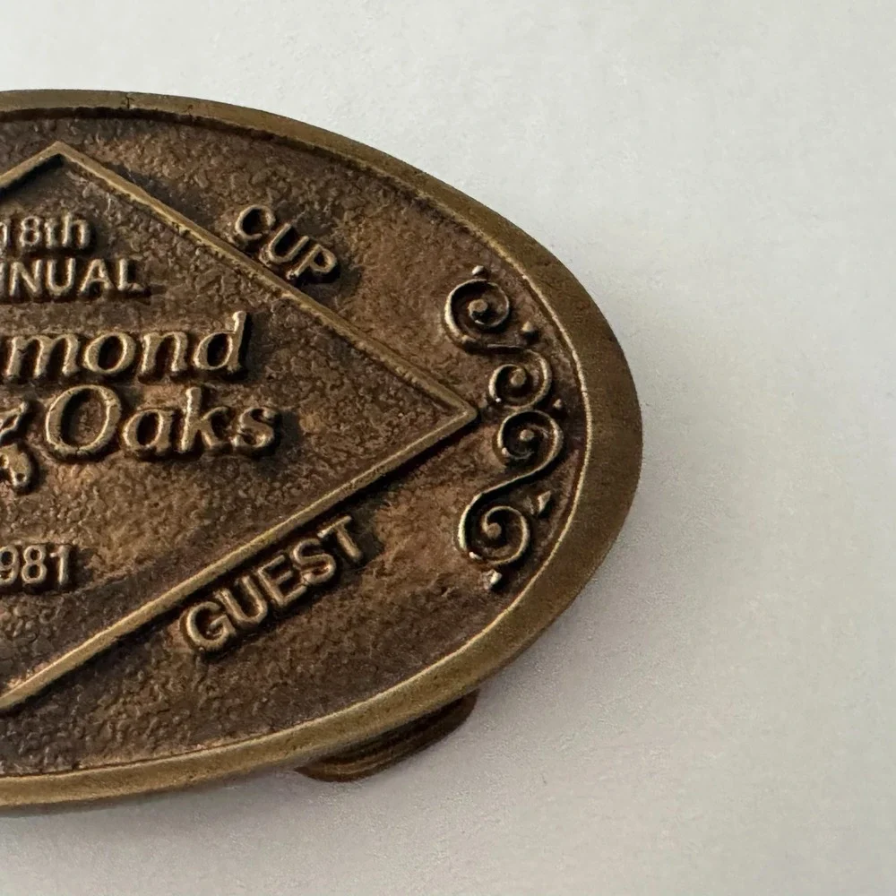 Vintage 1981 B&H Belt Buckle Diamond Oaks Fort Worth‎ Tx 18th Annual Diamond Cup